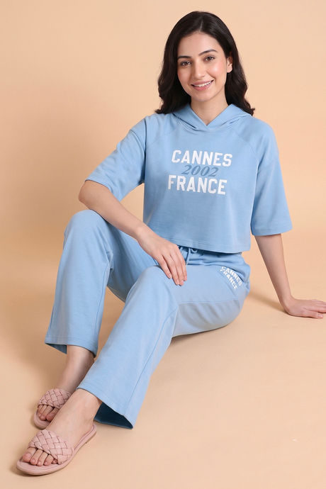 Zivame Athleisure Hooded Sweatshirt - Blue Bell — image 5